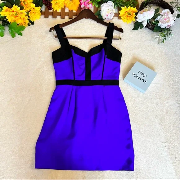Rebecca Minkoff Violet & Black Night Out Silk Bustie Mini Dress Size 6 - Picture 7 of 17